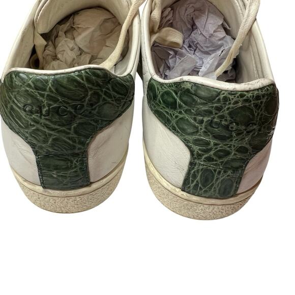 Gucci Ace Web Stripe Sneakers White Leather Low Top EU 38 US 8 - Picture 6 of 13